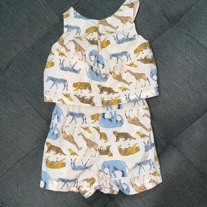 Girls Baby Gap 12-18 Months One Piece Romper Zoo Animal Print
